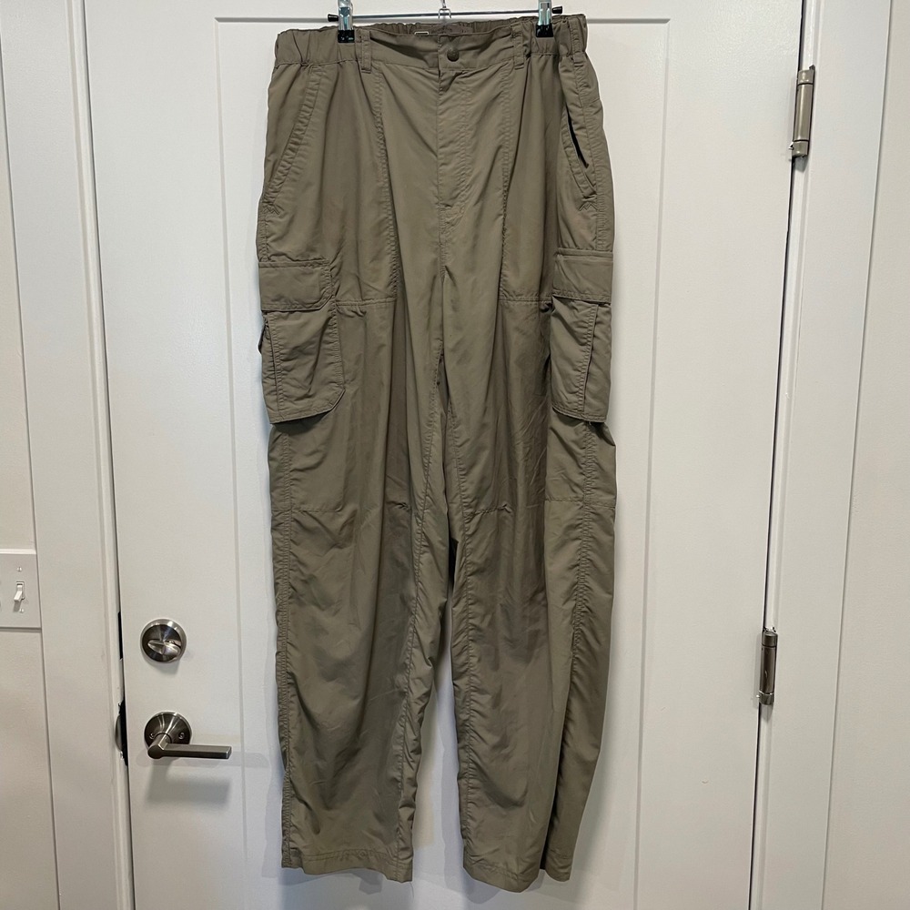 REI Sahara Mens Khaki Nylon Cargo Hiking Pants Size‎ L 32L Tan Outdoor Travel